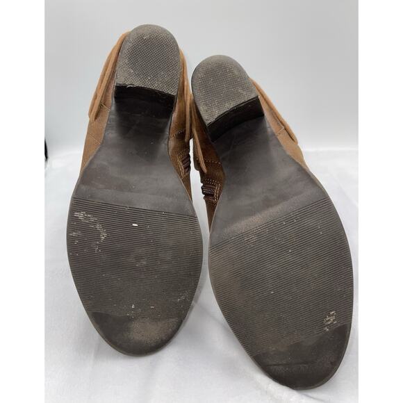 Candies Ankle Boots Heeled Brown Vegan Nubuck Booties Womens Size 9M Zipper - Picture 6 of 9